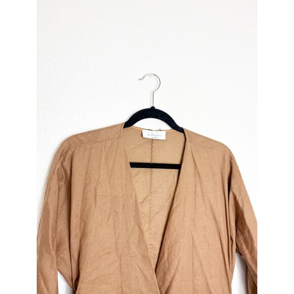 Revolve L’Academie The Jacqie Top Size Medium Tiramisu Brown Wrap Front - Picture 4 of 13